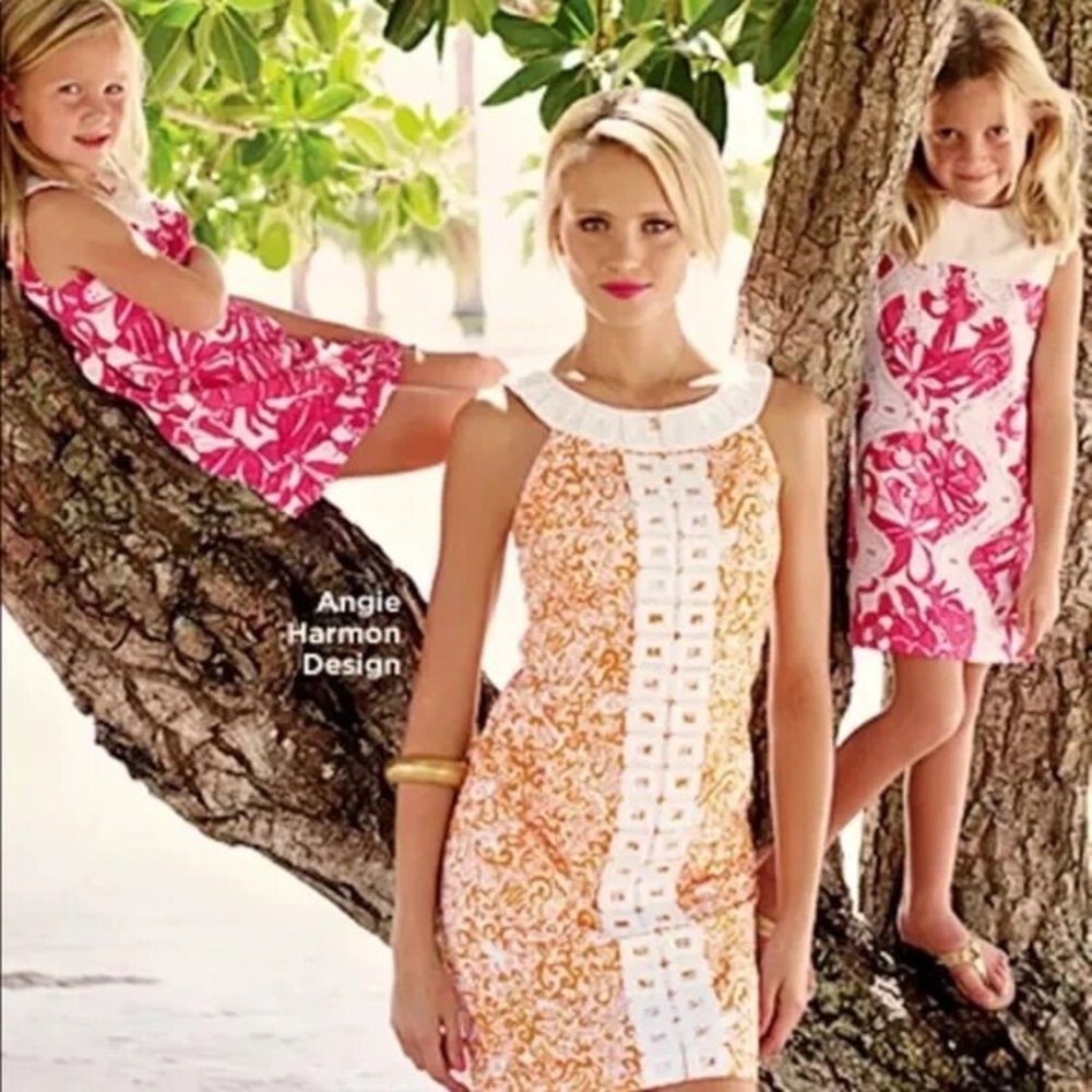 Lilly Pulitzer Jubilee Angie Harmon Cut-Out Back Beaded Catalina Shift Dress 0